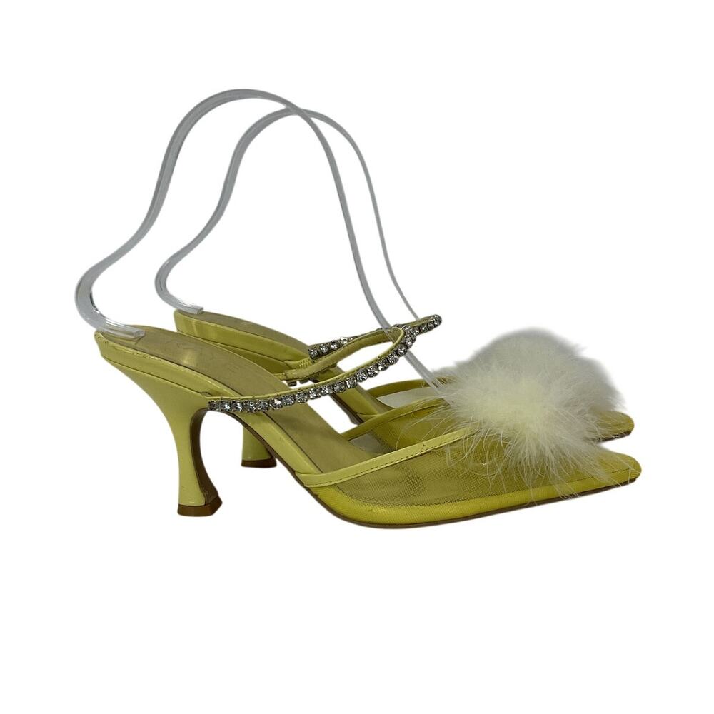 Raye Embellished Pale Yellow Duke Heeled Mules Size 7.5 - Picture 3 of 5
